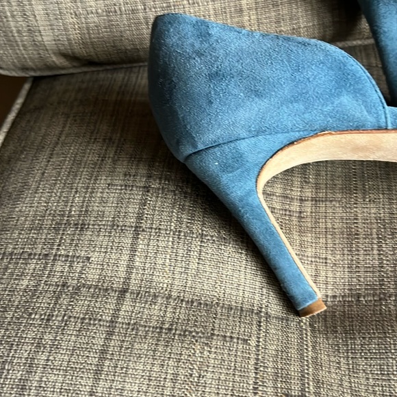 Women’s Italian Suede Blue Sandals - Size 9 Made in Italy Open Toe Heels - Picture 4 of 4